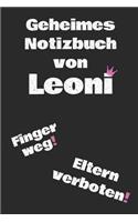 Geheimes Notizbuch Von Leoni. Finger Weg! Eltern Verboten!