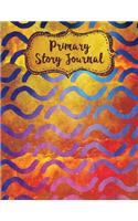 Primary Story Journal: Watercolor Orange Shapes Blank Creative Story Book