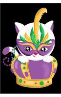 Mardi Gras Kitty Cat Blank Journal
