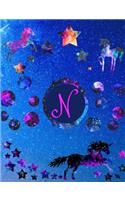 Starry Unicorns Notebook Monogram Series N