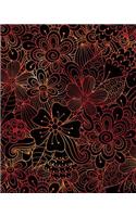 Bullet Journal Notebook Flower Pattern 8: 172 Numbered Pages with 160 Graph Style Grid Pages, 6 Index Pages and 2 Key Pages in Large 8 X 10 Size for Journaling, Writing, Planning or Doodling