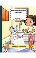Primary Composition Notebook Grades K-2 Handwriting Paper Journal: Pet Cat Theme Dashed Mid Line School Exercise Book Plus Sketch Pages for Boys and Girls(60 Efrat Haddi Handwriting Practice Paper)