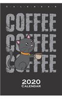 Grey Coffee Cat Calendar 2020