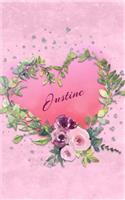 Justine: Personalized Small Journal - Gift Idea for Women & Girls (Pink Floral Heart Wreath)