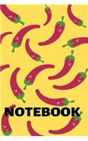 Notebook: chili pepper notebook 120 white paper lined for writing - Black Math, kitchen, Science Exercise BookFor Students, recipes , Teens, Boys, Girls, Wome