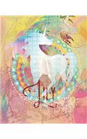Lily: Colorful Rainbow Unicorn - 100 Pages 8"X10" Girl's Composition Wide Ruled Notebook