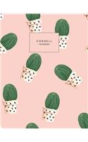 Cornell Notebook: Cactus Print, Pink, Cornell Note Taking System for Students, Medium College Ruled Exercise Book, 120 Pages, 8.5x11 Inch