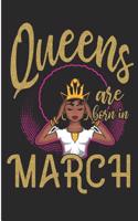 Queens Are Born in March: Black Pride Blank Lined Note Book