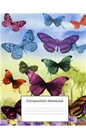 Composition Notebook: Cute Colorful Butterflies Notebook For Kids 100 Wide Ruled Lined Pages For Writing