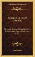 Reading List On Modern Dramatists