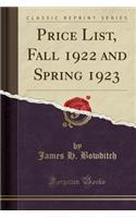 Price List, Fall 1922 and Spring 1923 (Classic Reprint)