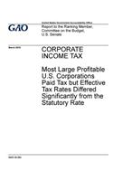 CORPORATE INCOME TAX Most Large Profitable U.S. Corporations Paid Tax but Effective Tax Rates Differed Significantly from the Statutory Rate