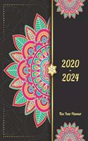 2020-2024 Five Year Planner: Blue Pink Flower 5 Year Planner Calendar Book 2020-2024 Size 8.5 x 11 Inch, 60 Months Calendar, 5 Year Appointment Calendar, Business Planners, Agen