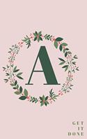 Monogram Initial Letter A Notebook with Rose Pink Floral Journal for Women, Girls Birthday Gift and School: Lined Notebook / Journal Gift, 120 Pages, 6x9, Soft Cover, Matte Finish