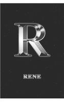 Rene: Journal Diary - Personalized First Name Personal Writing - Letter R Initial Custom Black Galaxy Universe Stars Silver Effect Cover - Daily Diaries f