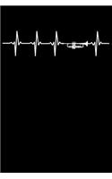 Trompeten Spieler Notizbuch: A5 Kariert 108 Seiten - Trompete Herzschlag Heartbeat Notizheft - Geschenk für Trompetenspieler