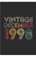 Vintage December 1998: Blank Lined Notebook / Journal (6 X 9 -120 Pages) - Happy Birthday 21st Gift Idea
