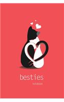 Besties Notebook, Blank Write-in Journal, Dotted Lines, Wide Ruled, Medium (A5) 6 x 9 Inches (Pink)