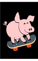 Pink Pig Skateboarding Notebook Journal 120 College Ruled Pages 6 X 9