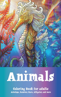 Animals - Coloring Book for adults - Antelope, Hamster, Hare, Alligator, and more