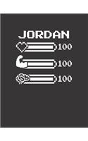 Jordan: Pixel Retro Game 8 Bit Design Blank Composition Notebook College Ruled, Name Personalized for Boys & Men. Gaming Desk Stuff for Gamer Boys. Funny Co