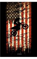 Notebook: Motocross Notebook American Flag Vintage Gift I Size 6 x 9 I Ruled Paper 110 Pages I Motorcycle Dirt Bike Jumping USA Retro I Planner Pocket Book Jo
