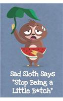 Sad Sloth Says Stop Being a Little Bitch: Funny Sloth Gag Journal Notebooks That Are Great For Birthday, Anniversary, Christmas, Graduation Gifts for Girls, Women, Men and Boys