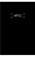 Notes: Black Notebook / Journal, 6" x 9" Ruled White Paper, 100 pages, Gift for Him or Her