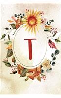 Notebook 6"x9", Letter T, Orange Green Floral Design: (20 Notebook 6"x9", Letter T, Orange Green Floral Design)