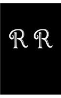 R R: Double Monogram Journal, 100 Pages, 6x9 Inches, Black Glossy Cover