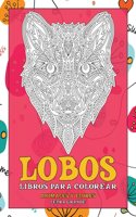 Libros para colorear - Letra grande - Animales y flores - Lobos