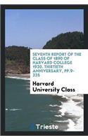 Seventh Report of the Class of 1890 of Harvard College 1920. Thirtieth Anniversary, Pp.9-225