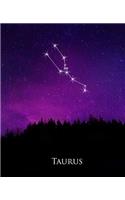 School Composition Book Taurus Constellation Night Sky Astrology Symbol 130 Pages