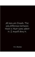 All men are frauds. The only difference between them is that some admit it. I myself deny it. H. L. Mencken