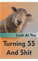 Look At You Turning 55 And Shit: Funny 55th Speed Limit Birthday Gag Gift For Men And Women, Lined Journal Notebook