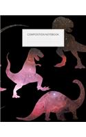 Composition Notebook: Dinosaurs Wide Ruled Paper Journal, Galactic Night Sky Blank Lined Workbook for Kids Teens Students Writing Notebook for Home School College