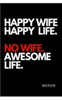Happy Wife Happy Life. No Wife Awesome Life. Mgtow