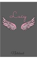 Lucy Notebook: A beautiful personalized angel wings soft cover notebook with 100 lined pages in 6x9 inch format. Personal Diary Personalized Journal Customized Jou