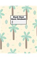 Blank Sheet Music Notebook: Easy Blank Staff Manuscript Book Large 8.5 X 11 Inches Musician Paper Wide 12 Staves Per Page for Piano, Flute, Violin, Guitar, Trumpet, Drums, Cell