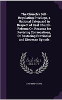 Church's Self-Regulating Privilege, a National Safeguard in Respect of Real Church-Reform; Or, Reasons for Reviving Convocations, Or Restoring Provincial and Diocesan Synods