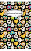 Halloween Notebook: Sugar Skulls Clip Art Images on 6 x 9 Blank Lined Softcover Journal for Notes, Halloween Gift Design Cover Note Book