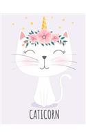 Caticorn Notebook: Primary Composition Notebook Grades K-2: Cute Caticorn Primary Journal for Girls and Children, Great for Writing, Drawing, Sketching, Doodling. PERF