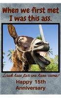 When We First Met I Was This Ass. Look How Far We Have Come! Happy 15th Anniversary: Funny Donkey 15th Anniversary Gifts for Him and Her / Anniversary Card / Donkey Kong / Donkey Wonky / Donkey Donkey / Anniversary Gifts For Girlfrie