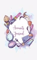 Accounts Journal: 6 column account journal space for keeping track of cash or check payments, features columns for description, reference, whether it's debit or credi