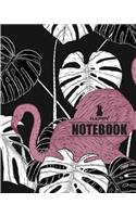 Happy Notebook: Monstera with flamingo cover notebook: Diary, 110 pages, 8 x 10 (Notebook Lined, Blank No Lined)