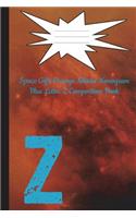 Space Gifts Orange Nebula Monogram Blue Letter Z Composition Notebook