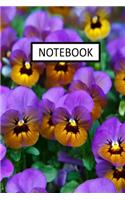 Notebook: Purple Pansies: Wide Ruled Notebook