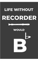 Life Without Recorder: Life Would Be Flat Instrument Music Blank Lined Journal, Notebook, Diary, Birthday Graduation Gift, Planner for Musicians