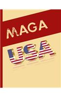 Maga USA: 8.5 x 11 Make America Great Again Notebook Journal Planner Diary Doodling Scrapbook Trumpster POTUS paper pad softcover support Red Republican - God(29 Makeamericagreatagainmaga)