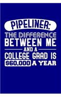 Pipeliner: The Difference Between Me and a College Grad is $60,000 a Year: Blank Lined Journal